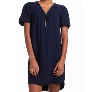 Trina Turk Women's Navy Blue Taliah Zipper Front Short Sleeve Dress Size 4